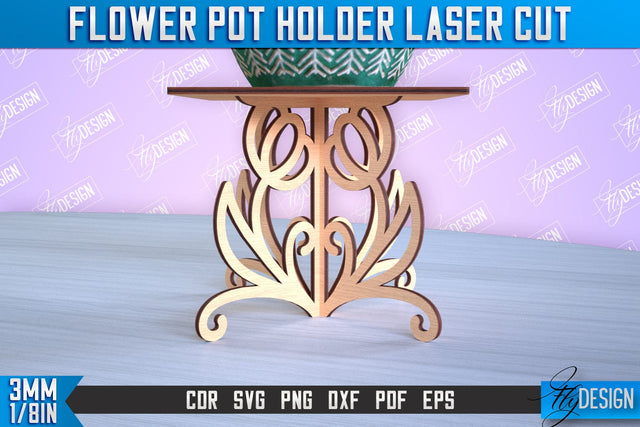 Flower Pot Holder Laser Cut | Flower Design | Home Laser Cut Design | CNC File SVG Fly Design 