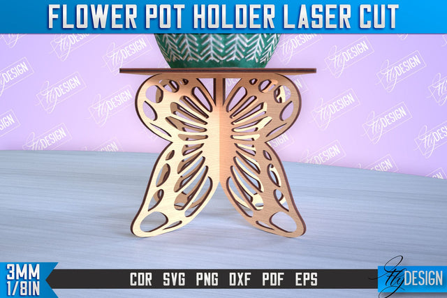 Flower Pot Holder Laser Cut | Flower Design | Home Laser Cut Design | CNC File SVG Fly Design 