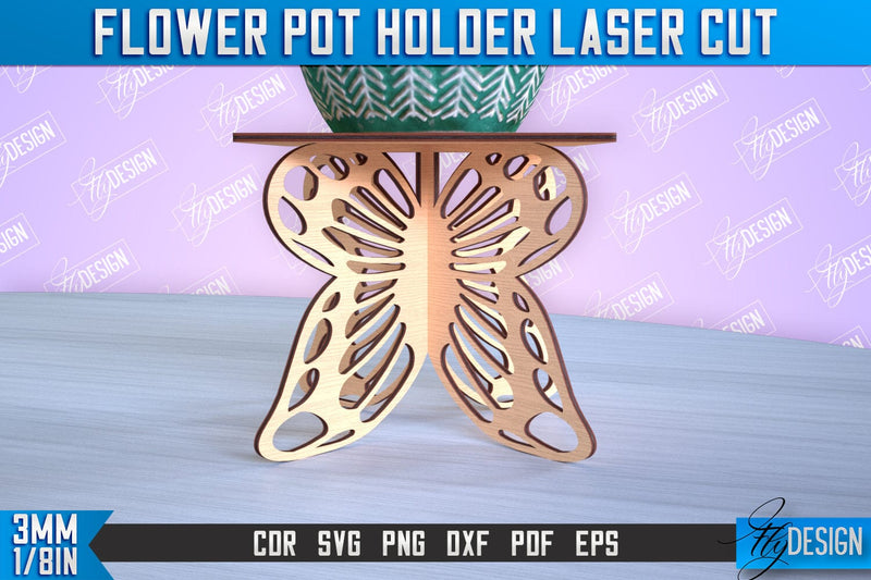 Flower Pot Holder Laser Cut | Flower Design | Home Laser Cut Design | CNC File SVG Fly Design 