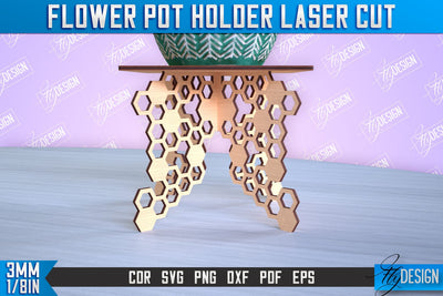 Flower Pot Holder Laser Cut | Flower Design | Home Laser Cut Design | CNC File SVG Fly Design 