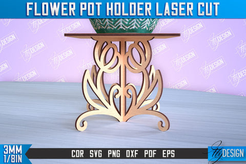 Flower Pot Holder Laser Cut | Flower Design | Home Laser Cut Design | CNC File SVG Fly Design 