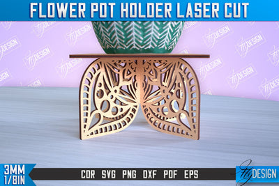 Flower Pot Holder Laser Cut | Flower Design | Home Laser Cut Design | CNC File SVG Fly Design 