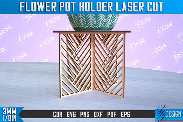 Flower Pot Holder Laser Cut | Flower Design | Home Laser Cut Design | CNC File SVG Fly Design 