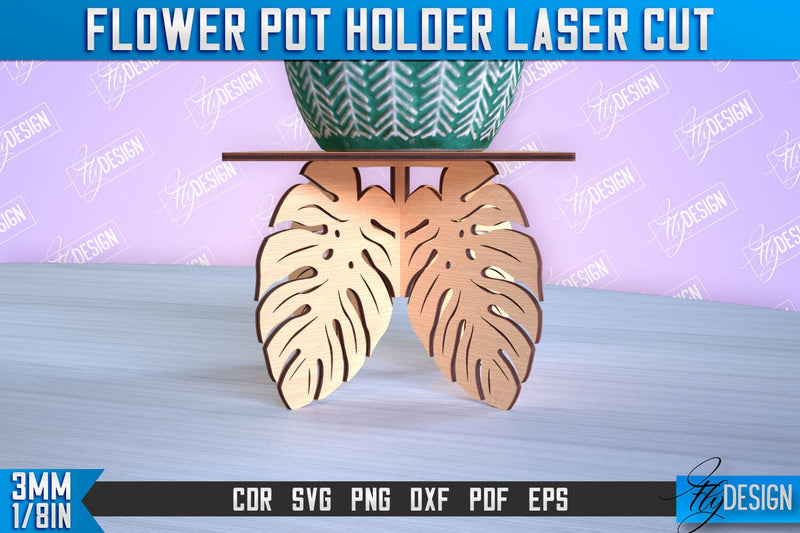 Flower Pot Holder Laser Cut | Flower Design | Home Laser Cut Design | CNC File SVG Fly Design 