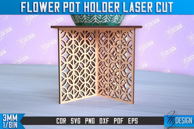 Flower Pot Holder Laser Cut | Flower Design | Home Laser Cut Design | CNC File SVG Fly Design 