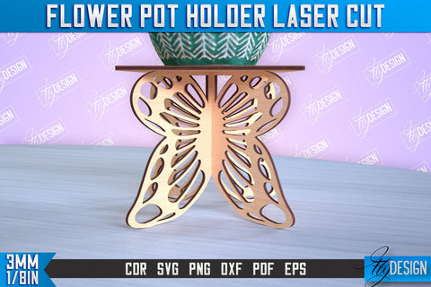 Flower Pot Holder Laser Cut | Flower Design | Home Laser Cut Design | CNC File SVG Fly Design 