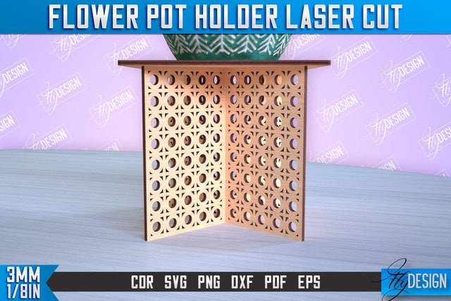 Flower Pot Holder Laser Cut | Flower Design | Home Laser Cut Design | CNC File SVG Fly Design 