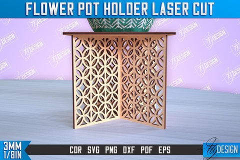 Flower Pot Holder Laser Cut | Flower Design | Home Laser Cut Design | CNC File SVG Fly Design 
