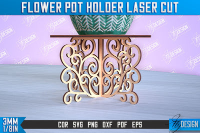 Flower Pot Holder Laser Cut | Flower Design | Home Laser Cut Design | CNC File SVG Fly Design 