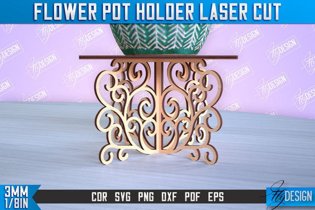 Flower Pot Holder Laser Cut | Flower Design | Home Laser Cut Design | CNC File SVG Fly Design 