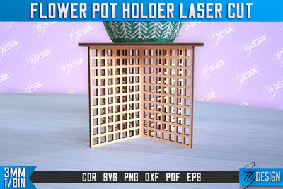Flower Pot Holder Laser Cut | Flower Design | Home Laser Cut Design | CNC File SVG Fly Design 