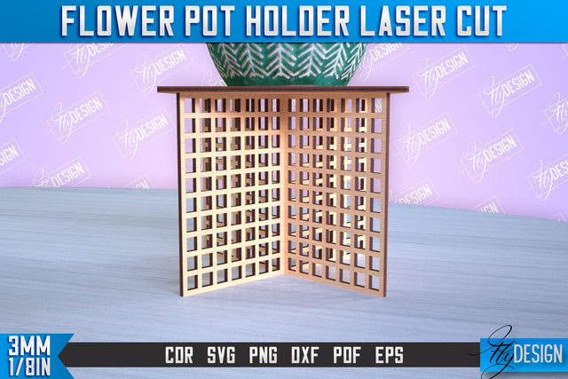 Flower Pot Holder Laser Cut | Flower Design | Home Laser Cut Design | CNC File SVG Fly Design 