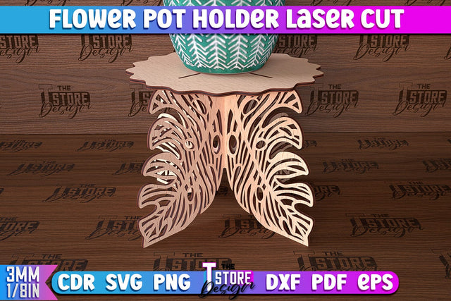 Flower Pot Holder Laser Cut | Flower Design | Home Laser Cut Design SVG The T Store Design 