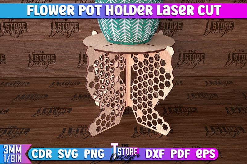 Flower Pot Holder Laser Cut | Flower Design | Home Laser Cut Design SVG The T Store Design 