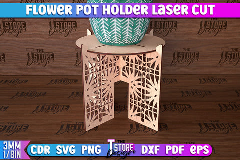 Flower Pot Holder Laser Cut | Flower Design | Home Laser Cut Design SVG The T Store Design 