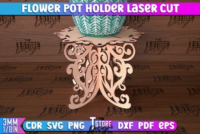 Flower Pot Holder Laser Cut | Flower Design | Home Laser Cut Design SVG The T Store Design 