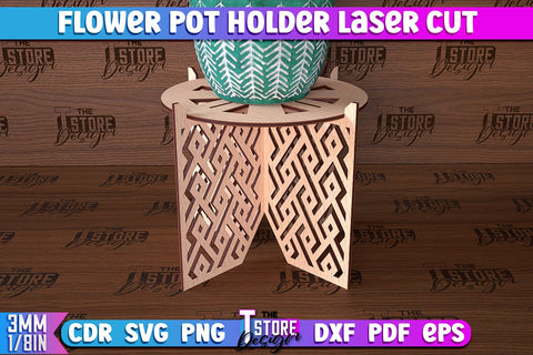 Flower Pot Holder Laser Cut | Flower Design | Home Laser Cut Design SVG The T Store Design 