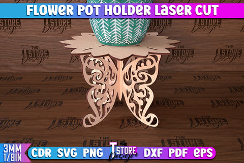 Flower Pot Holder Laser Cut | Flower Design | Home Laser Cut Design SVG The T Store Design 