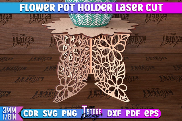 Flower Pot Holder Laser Cut | Flower Design | Home Laser Cut Design SVG The T Store Design 