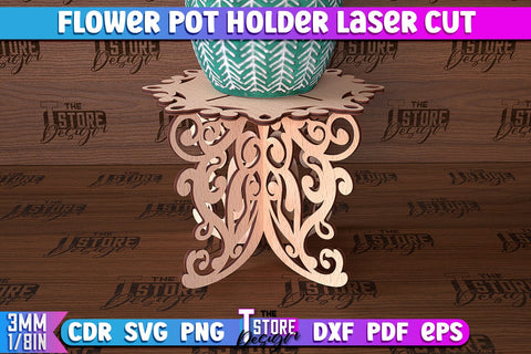 Flower Pot Holder Laser Cut | Flower Design | Home Laser Cut Design SVG The T Store Design 