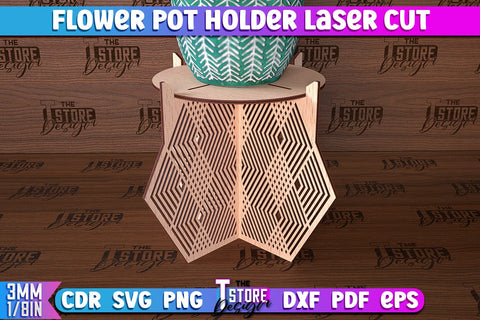 Flower Pot Holder Laser Cut | Flower Design | Home Laser Cut Design SVG The T Store Design 