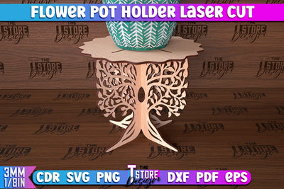 Flower Pot Holder Laser Cut | Flower Design | Home Laser Cut Design SVG The T Store Design 