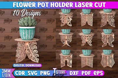 Flower Pot Holder Laser Cut | Flower Design | Home Laser Cut Design SVG The T Store Design 