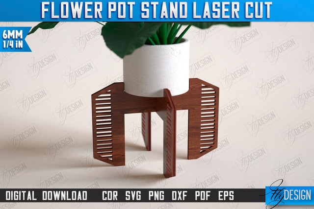 Flower Pot Stand Laser Cut | House Planter Wood | Flower Holder | Home Garden | Home Decorations | CNC File SVG Fly Design 