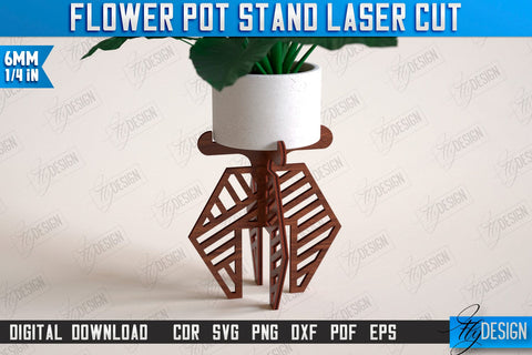 Flower Pot Stands Laser Cut Bundle | House Planter Wood | Flower Holder | Home Garden | Home Decorations | CNC Files SVG Fly Design 