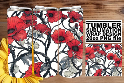 Flower Power Elegance - 20oz Tumbler Wrap Sublimation afrosvg 
