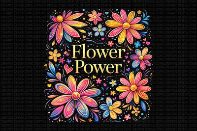 Flower Power PNG Retro Floral Sublimation Design Digital Download SVG BillahCrafts 