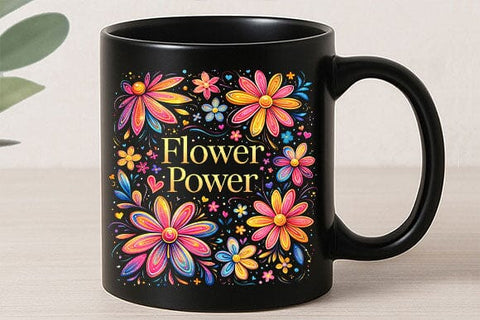Flower Power PNG Retro Floral Sublimation Design Digital Download SVG BillahCrafts 