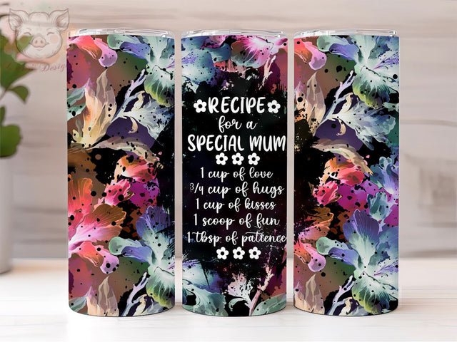 Flower Seamless 20oz Tumbler Png, Sublimation Design, Recipe for a special mumTumbler Png, Digital Download PNG Sublimation Lara' s Designs 