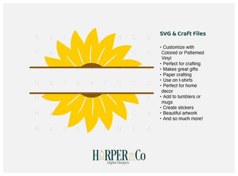 Flower Split 1 SVG PNG Cut EPS File SVG HarperNCo 