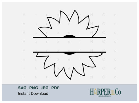 Flower Split 2 Outline SVG PNG Cut EPS File SVG HarperNCo 