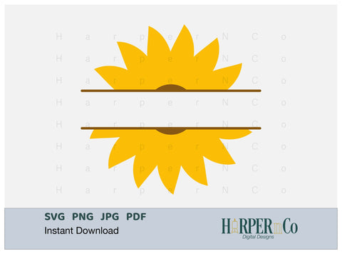 Flower Split 2 SVG PNG Cut EPS File SVG HarperNCo 
