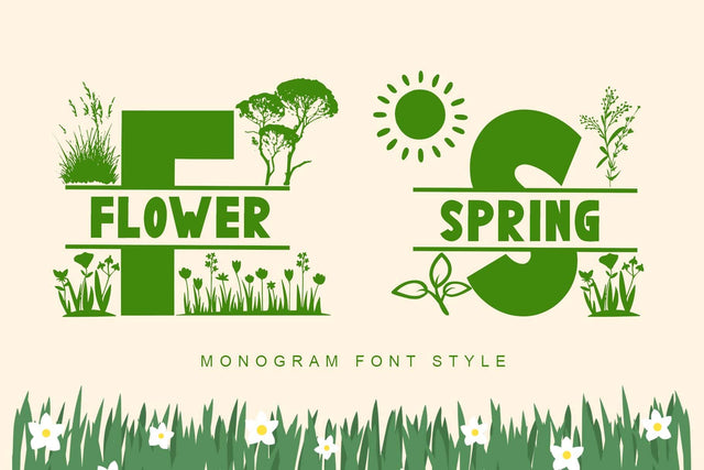 Flower Spring Monogram Font Prasetya Letter 
