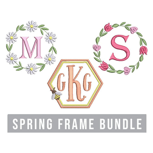 Flower Spring Monogram Frame Embroidery Design Bundle Embroidery/Applique DESIGNS Creatively Embroidery 