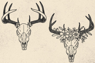 Flower Stag Skull Svg file, Deer Skull Boho Svg, Skull Svg, Western svg, Farmhouse Svg, Skull Png, Country svg, Flower Skull Svg, Animal Svg SVG DesignDestine 