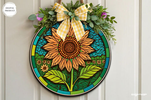 Flower Stained Glass Door Sign Bundle SVG SvgOcean 