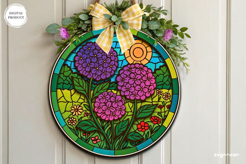 Flower Stained Glass Door Sign Bundle SVG SvgOcean 