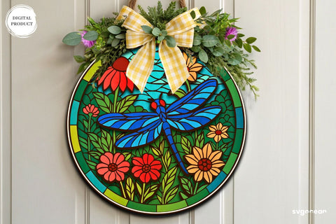 Flower Stained Glass Door Sign Bundle SVG SvgOcean 