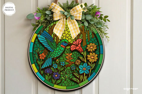 Flower Stained Glass Door Sign Bundle SVG SvgOcean 