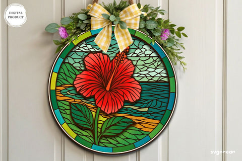 Flower Stained Glass Door Sign Bundle SVG SvgOcean 