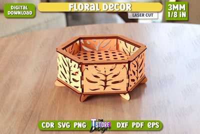 Flower Stand Laser Cut | Palm Leaf Pattern | Flower Holder | CNC File SVG The T Store Design 