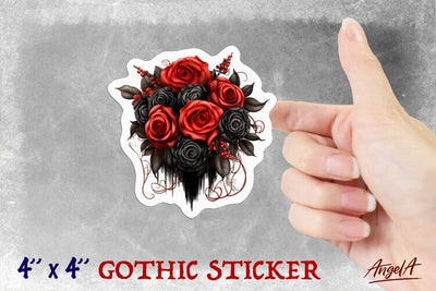 Flower sticker / Red and black roses, gothic wedding sticker Sublimation Angelina Semenova 