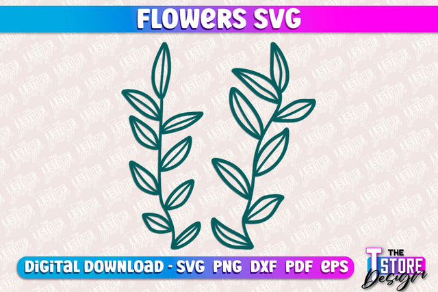 Flower SVG Design | Flower Templates | Leaf & Botanical Elements v.1 SVG The T Store Design 