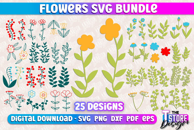 Flower SVG Design | Flower Templates | Leaf & Botanical Elements v.1 SVG The T Store Design 