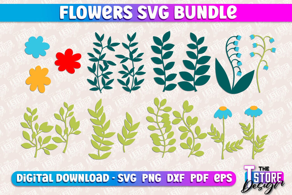 Flower SVG Design | Flower Templates | Leaf & Botanical Elements v.1 ...