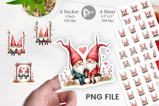 Flower Swing Gnome Sticker Sublimation artnoy 